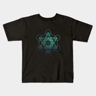 Metatron's Cube - Galactic Green Kids T-Shirt